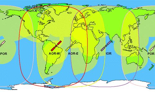 Зона покрытия земного шара системой мониторинга ИНМАРСАТ 